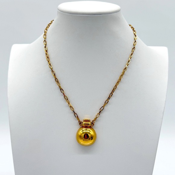 Monet Jewelry - Vintage Monet Gold Tone Ball Pendant Necklace Signed Minimalist‎
